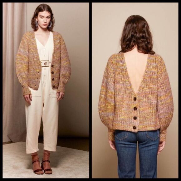 BA&SH HAILI MARLED CARDIGAN - YELLOW COMBO - Picture 5 of 16